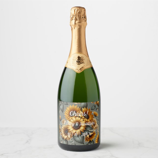 Étiquettes Pour Bouteilles De Vin Mousseux Vigne florale (Devant)