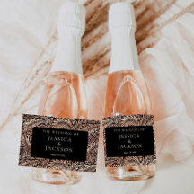 Vin Élégant Floral Noir et Rose Gold Pétillant