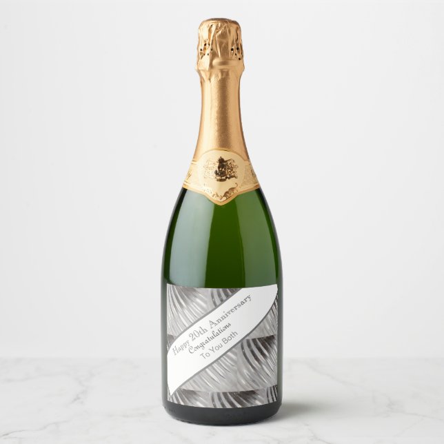 Étiquettes Pour Bouteilles De Vin Mousseux Vingtième anniversaire Mariage Platine (Devant)