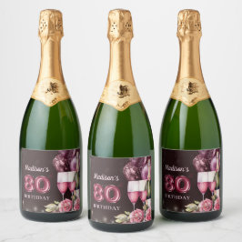 Étiquettes Pour Bouteilles De Vin Mousseux Vins et ballons de luxe 80e anniversaire