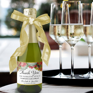 Étiquettes Pour Bouteilles De Vin Mousseux Vintage Floral Boho Chic Mariage Merci Mini