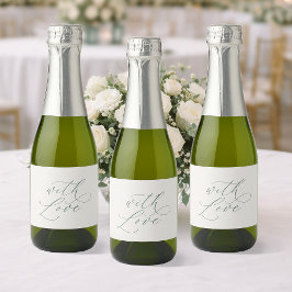 Étiquettes Pour Bouteilles De Vin Mousseux With Love Wedding Bottle Label – Minimal Sage Gree
