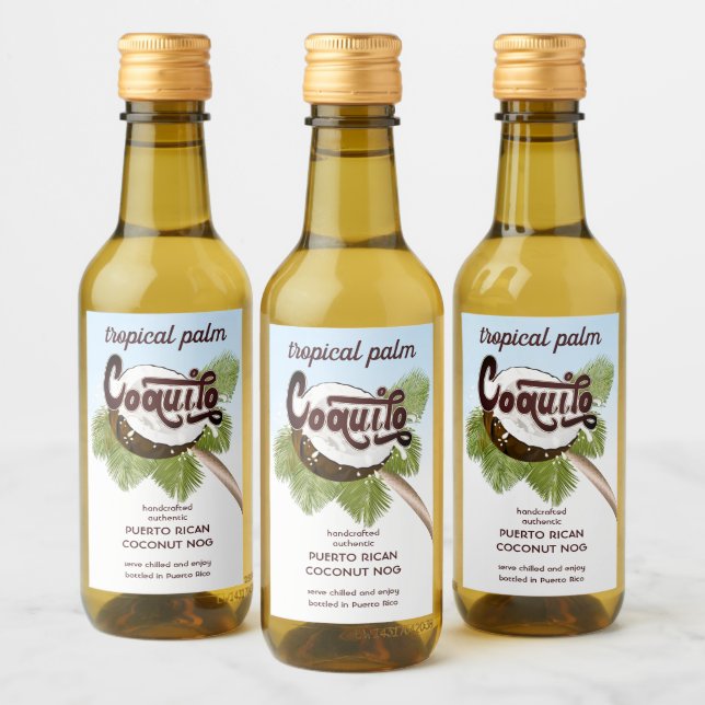 Étiquettes Pour Bouteilles De Vin Palmiers à coco Coquito (Bouteilles)