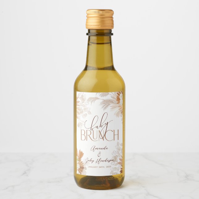 Étiquettes Pour Bouteilles De Vin Pampas Neutre Brunch Bébé (Devant)