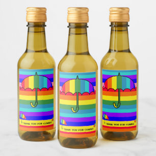 Étiquettes Pour Bouteilles De Vin Parapluies arc-en-ciel