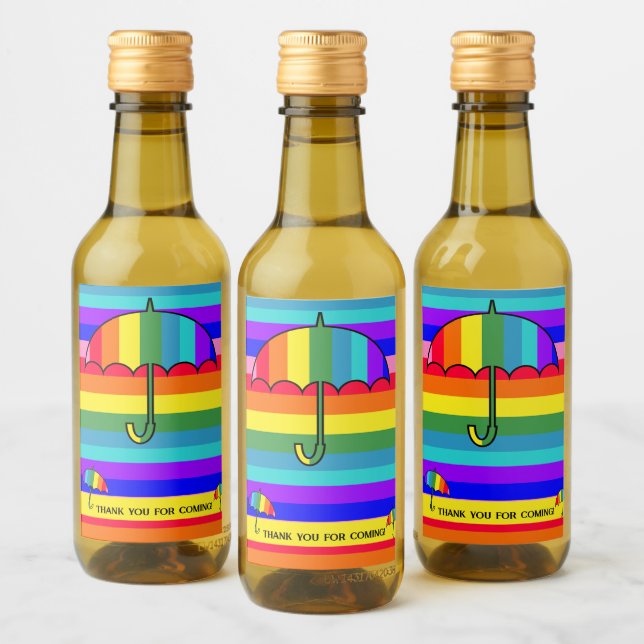 Étiquettes Pour Bouteilles De Vin Parapluies arc-en-ciel (Bouteilles)