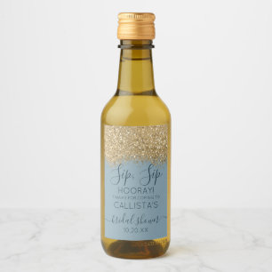 Étiquettes Pour Bouteilles De Vin Parties scintillant bleue dorée Confetti Fête des