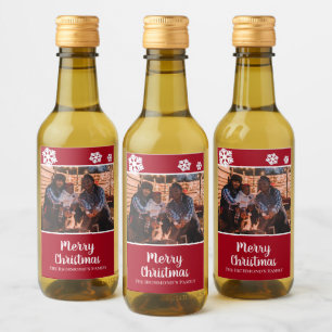 Étiquettes Pour Bouteilles De Vin Personnalisé votre photo dans les flocons de neig
