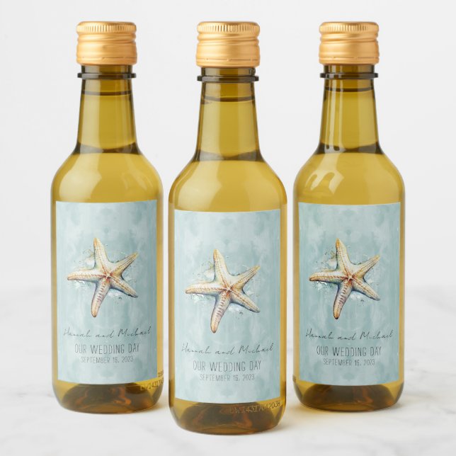 Étiquettes Pour Bouteilles De Vin Plage Thème "Notre Mariage" Mini (Bouteilles)