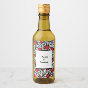 Étiquettes Pour Bouteilles De Vin Pop Art Heart Motif