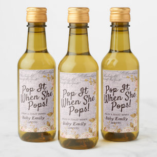 Étiquettes Pour Bouteilles De Vin Pop It When She Pop Élégant Paris Floral