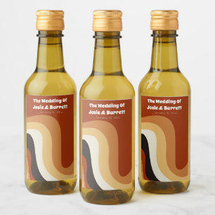 Étiquettes Pour Bouteilles De Vin Retro Super les années 70 Wavy Orange personnalisé