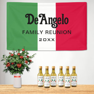 Étiquettes Pour Bouteilles De Vin Réunion de famille au drapeau italien