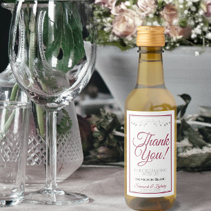 Étiquettes Pour Bouteilles De Vin Rose Dusty Elegant Mariage blanc Merci Mini