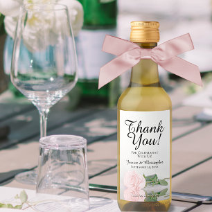 Étiquettes Pour Bouteilles De Vin Rose rose vierge Élégant Merci de mariage Mini