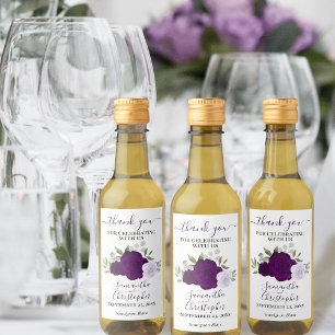 Étiquettes Pour Bouteilles De Vin Rose violet élégant mariage Merci Mini