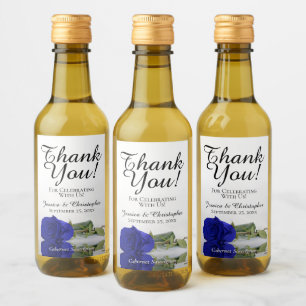 Étiquettes Pour Bouteilles De Vin Royal Blue Rose élégant mariage Merci Mini