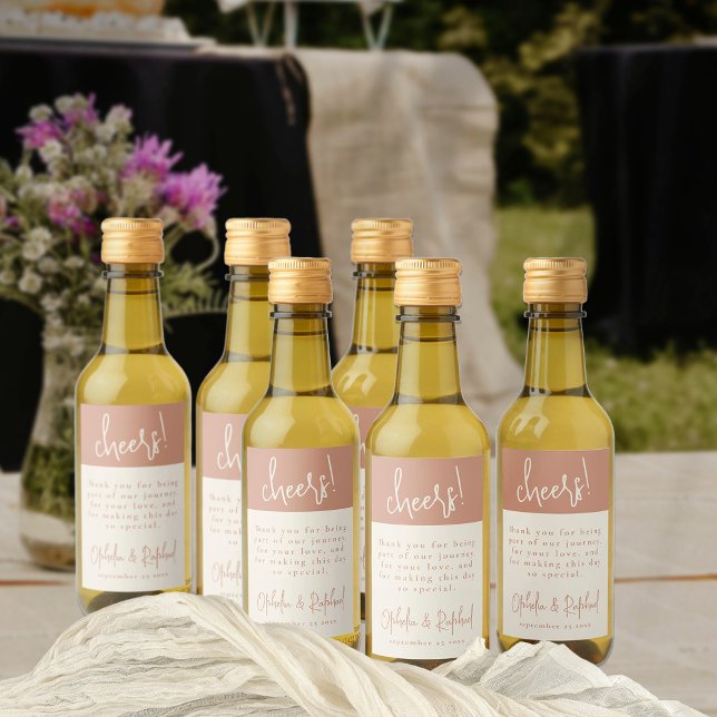 Étiquettes Pour Bouteilles De Vin Salutations Script Terracotta Merci Mariage Faveur (Favor Labels in packs of 10 rustic cream and terracotta)