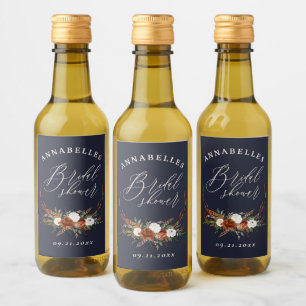 Étiquettes Pour Bouteilles De Vin Stag rustique marine bleu botanique nuptiale