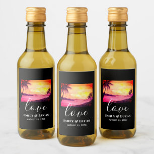 Étiquettes Pour Bouteilles De Vin Thème mariage Plage tropicale Coucher de soleil Co