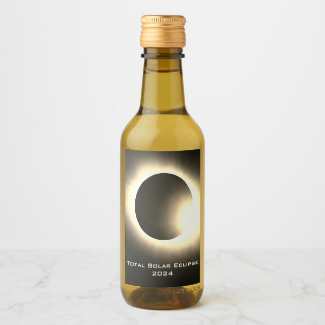 Étiquettes Pour Bouteilles De Vin Total éclipse solaire 2024 (Devant)