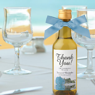 Étiquettes Pour Bouteilles De Vin Turquoise Bleu Rose Chic Mariage Merci Mini