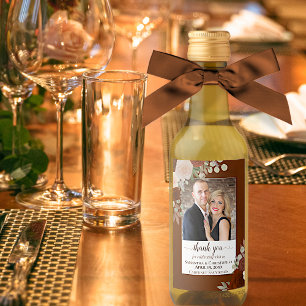 Étiquettes Pour Bouteilles De Vin Umber Boho Rose Merci Mini Mariage