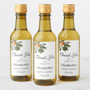 Étiquettes Pour Bouteilles De Vin Verdure orangée d'agrumes fleuris mini vin