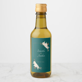 Étiquettes Pour Bouteilles De Vin Vert foncé avec Mariage Rose crème