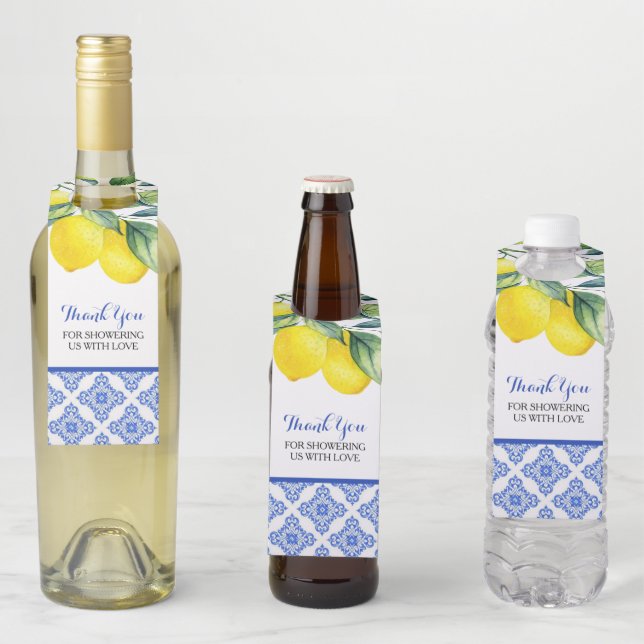 Étiquettes Pour Bouteilles Douche citron (En situation)