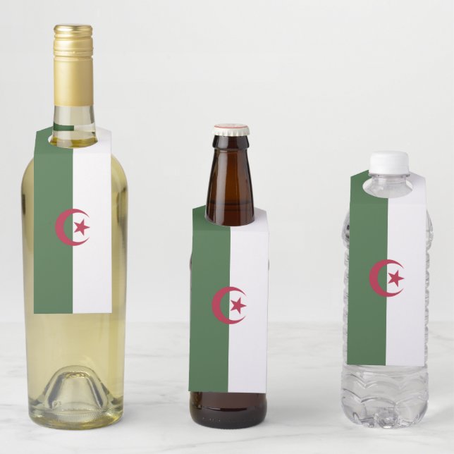 Étiquettes Pour Bouteilles Drapeau de l'Algérie (En situation)