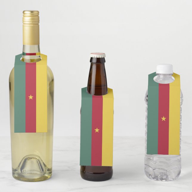 Étiquettes Pour Bouteilles drapeau du Cameroun (En situation)