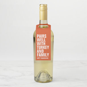 Étiquettes Pour Bouteilles Drôle vin Thanksgiving