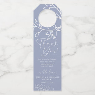Étiquettes Pour Bouteilles Écriture de fleurs de pervenche Mariage Remercieme