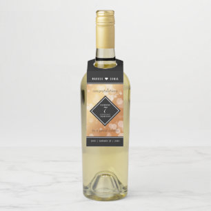 Étiquettes Pour Bouteilles Élégant 7ème anniversaire de Mariage de cuivre