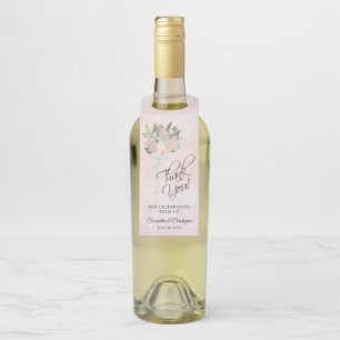 Étiquettes Pour Bouteilles Élégant mariage aquarelle florale rose printemps