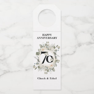 Étiquettes Pour Bouteilles Élégant Pastel Floral 70e ANNIVERSAIRE