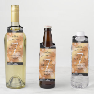 Étiquettes Pour Bouteilles Élégante 7ème anniversaire du Mariage de cuivre