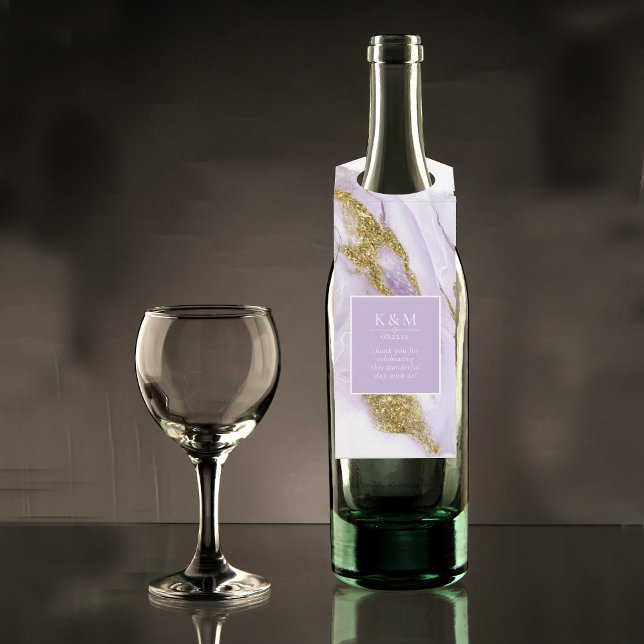 Étiquettes Pour Bouteilles Encre Luxe Lavande Abstrait ID990 (Wine Bottle In Situ)