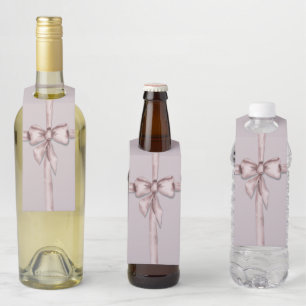 Étiquettes Pour Bouteilles Enveloppé dans un arc rose