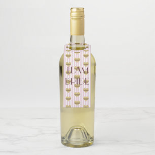 Étiquettes Pour Bouteilles Équipe Mariée Amour Pink