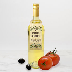 Étiquettes Pour Bouteilles Faveurs d'huile d'olive pour mariage rustique, inf