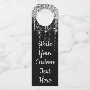Étiquettes Pour Bouteilles Fête d'anniversaire d'argent noir vin cadeau d'ann