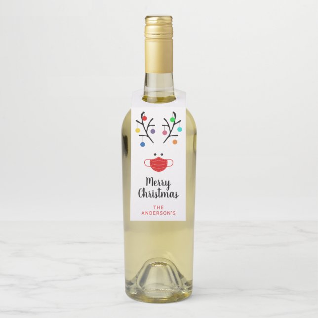 Étiquettes Pour Bouteilles Fêtes modernes Whimssar Reinder masqué Noël (Sur bouteille)