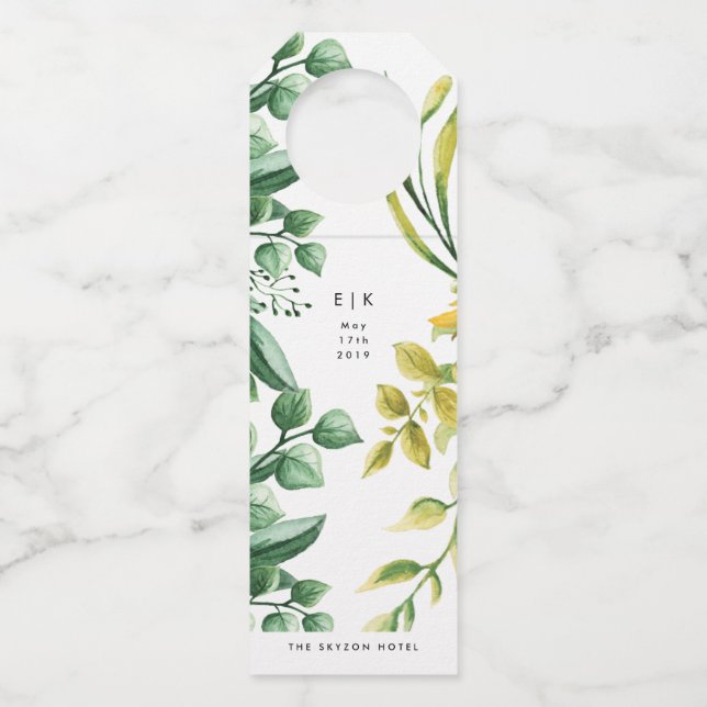 Étiquettes Pour Bouteilles Feuillage frais plantes feuillues mariage (Devant)