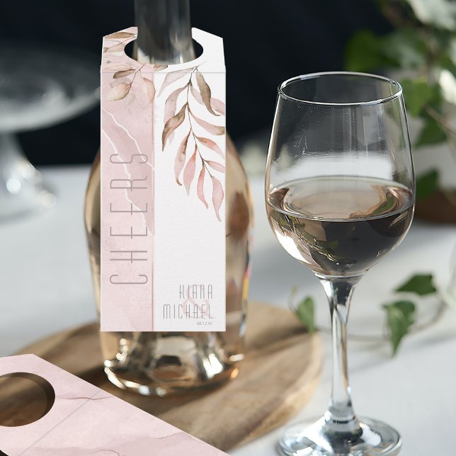 Étiquettes Pour Bouteilles Feuillage rêveur réjouit rose carmin ID817 Bouteil (Front/Back In Situ)