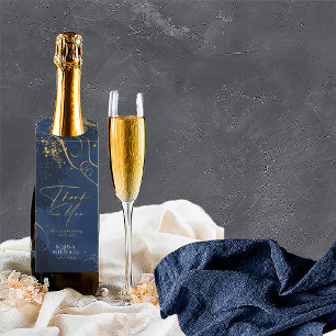 Étiquettes Pour Bouteilles Fine Lines Gold Abstrait Mariage Navy ID867