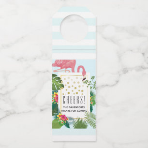 Étiquettes Pour Bouteilles Flamant Rose Mignon Thème Tropical Santé !
