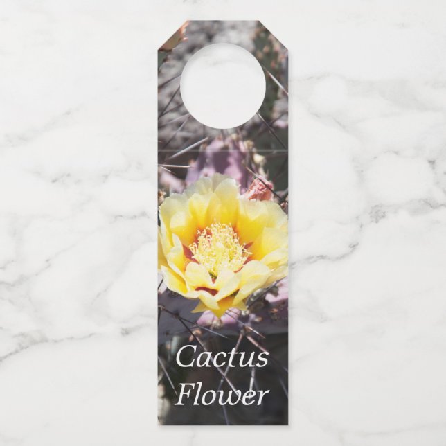 Étiquettes Pour Bouteilles Fleur de cactus jaune au printemps (Devant)