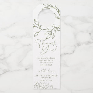 Étiquettes Pour Bouteilles Fleurs Boho Sage Écriture Remerciement Mariage